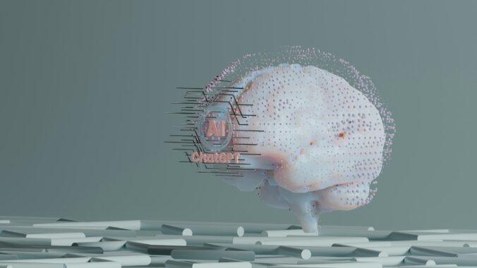 Brain with CHATGPT writing on it.